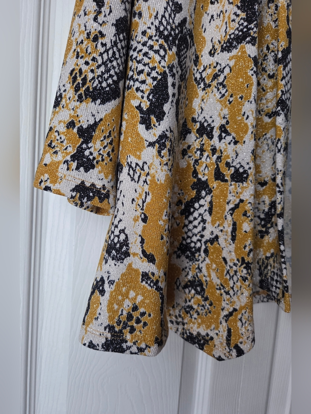 NWT Kasper Gold Snake-Print Open Front Cardigan Sweater Size L - Picture 7 of 15